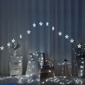 128 LED-es elemes Hópihe jégcsap kültéri-beltéri fényfüggöny, hideg fehér, 120 x 120 cm széles, 8 világítási móddal