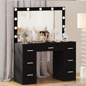 Nagy fésülködőasztal világítással 80 x 40 x 110cm fekete