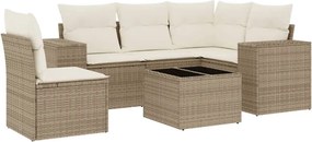 vidaXL 6 részes bézs polyrattan kerti ülőgarnitúra párnával