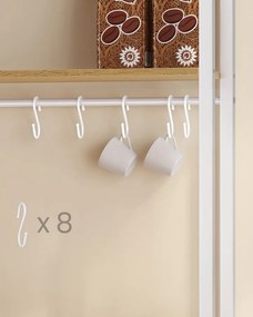 VASAGLE konyhai polc beépített konnektorral 40×60×170 cm, tölgy-fehér