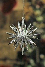Ezüst felfüggeszthető karácsonyfadísz csillag 10cm