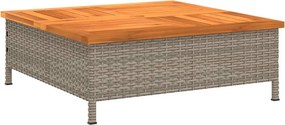 vidaXL szürke polyrattan és akácfa kerti asztal 70 x 70 x 25 cm