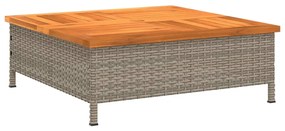 vidaXL szürke polyrattan és akácfa kerti asztal 70 x 70 x 25 cm