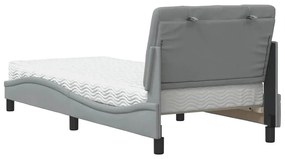 világosszürke szövet ágy matraccal 90x200 cm