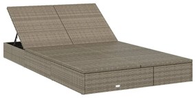 Kétszemélyes szürke polyrattan napozóágy párnákkal