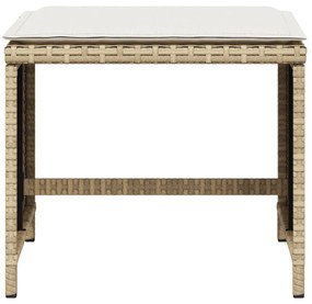 4 db bézs polyrattan kerti szék párnával 40x40x35 cm