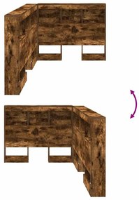 Tároló fejtámla polcokkal tárolóval Füstölt tölgy 80 cm Faanyag