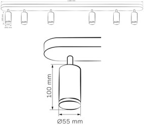 Fürdőszobai spotlámpa TURYN 6xGU10/10W/230V IP44 fekete