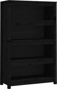 vidaXL fekete tömör fenyőfa könyvszekrény 80x35x126 cm
