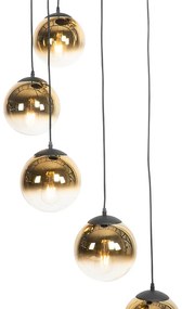 Art Deco lógólámpa fekete aranyszínű üveggel 7-lámpás - Pallon