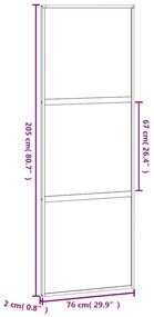 fekete edzett üveg és alumínium tolóajtó 76 x 205 cm