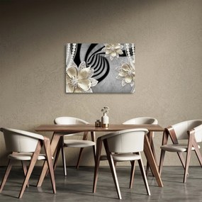 Kép - 3D arany virágok (üvegen) (70x50 cm)
