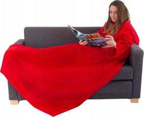 Nagy Meleg Polár Takaró Ujjakkal Ideális Ajándék Piros Árnyalat