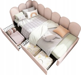 Kárpitozott ágy egyszemélyes ágy fiókos kanapé 90x190 rózsaszín