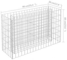 horganyzott acél gabion magaságyás 90 x 30 x 60 cm