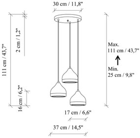 Csillár kábellel YILDO 3xE27/40W/230V fehér/arany