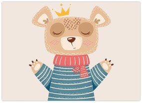 Kép - Bézs mackó koronával (70x50 cm)