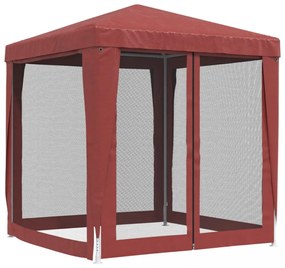 piros HDPE rendezvénysátor 4 hálós oldalfallal 2 x 2 m