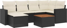 vidaXL 7 részes fekete polyrattan kerti ülőgarnitúra párnával
