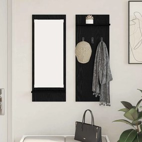 Fali Kabáthorog polcokkal Musta tammi 70 x 10 x 90 cm Faanyag
