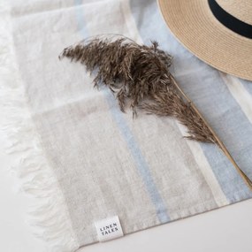 Kék len strandlepedő 140x170 cm Allure Stripe – Linen Tales