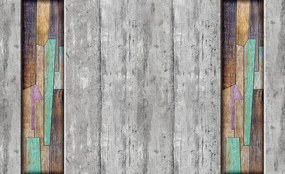 Fotótapéta - Szürke és színes deszkák (152,5x104 cm)