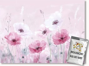 Fotótapéta Flizelina Akvarell Természet Rózsaszín Virágok Tavasz 152,5x104 ragasztó