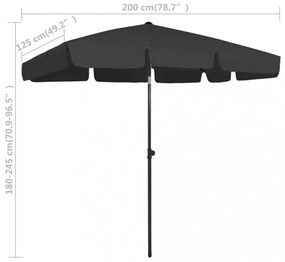 fekete strandnapernyő 200 x 125 cm