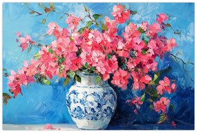 Kép - Váza rózsaszín virágokkal (90x60 cm)