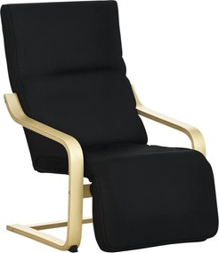 HOMCOM Fotel - Modern Reggelizó Fotel, 5 szintben állítható lábtartóval, Ágynemű Szövetborítással, Kárpitozott Fotel a Hálószobába, Fekete | Aosom