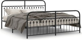 vidaXL fekete fém ágykeret fej- és lábtámlával 183 x 203 cm