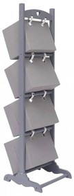 4 szintes sötétszürke fa kosárállvány 35 x 35 x 125 cm