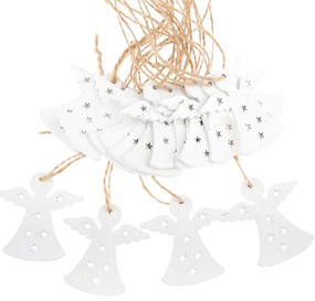 Fából készült függő díszek szettje Angyal, 18 db