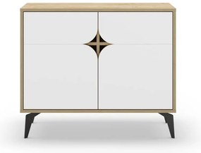 Fehér-natúr színű szekrény tölgyfa dekorral 95x79 cm Nola – Marckeric