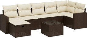 vidaXL 8 részes barna polyrattan kerti ülőgarnitúra párnákkal