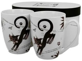 Porcelánbögre 380ml, 2 db-os, dobozban, Charming Cats