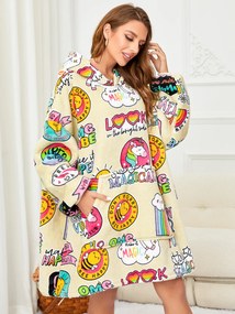 MAGICAL krémszínű báránybunda hatású kapucnis, ujjas pléd