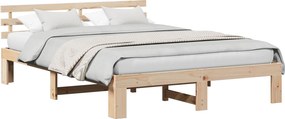 vidaXL Ágykeret fejtámlával Természetes 150 x 200 cm Tömör fenyőfa