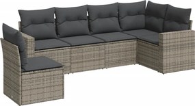 vidaXL 6 részes szürke polyrattan kerti ülőgarnitúra párnákkal