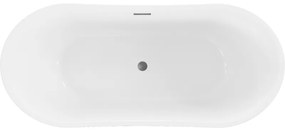 Mexen Montana, szabadon álló kád 150 x 75 cm, fehér-fekete, grafit túlfolyó, 52011507575-66