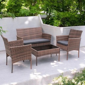 Elegáns rattan kerti kanapé szett asztallal