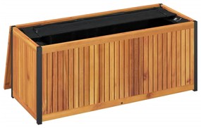 tömör akácfa és acél kültéri párnatartó láda 110x45x42/53 cm