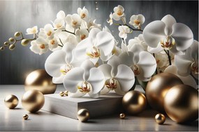 Kép - Orchidea és aranygolyók (90x60 cm)