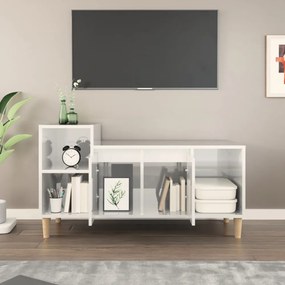 fehér magasfényű szerelt fa TV-szekrény 100x35x55 cm