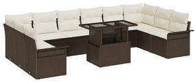 vidaXL Kerti Kanapé Szett párnával párnával 11 pcs Barna Poly Rattan