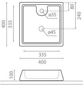 Bathco 4003 - GALICIA ráültethető mosdó 40x40 cm porcelán/fehér
