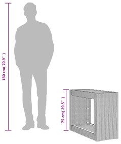 szürke polyrattan falapos kerti asztal 100x40x75 cm