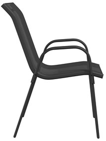 6 db fekete textilén rakásolható kerti szék