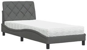 sötétszürke szövet ágy matraccal 90x190 cm