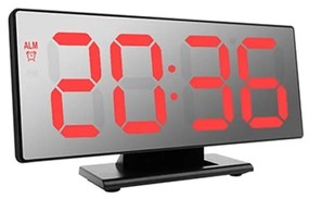 Tükör Kijelzős Digitális Ébresztő Óra Asztali Hőmérő Fekete Keret